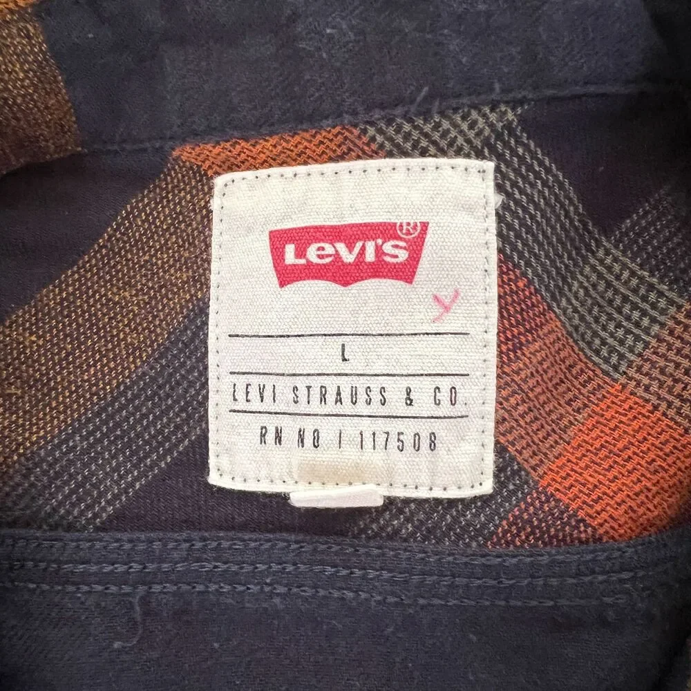 Levi's Button Down Shirt 100% Cotton Navy Cotton Mens Large